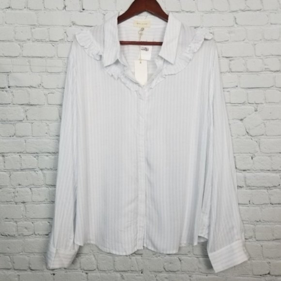 Mello Day Plus Blue and White Striped Button Down - Picture 5 of 7